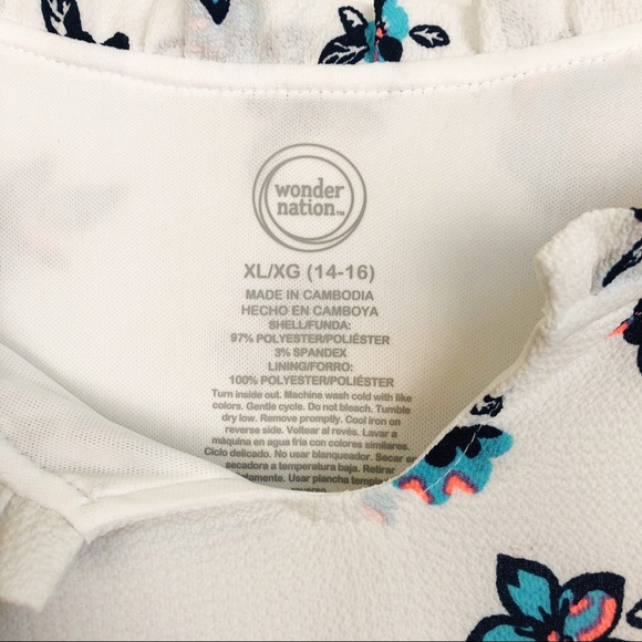 WONDER NATION FLORAL BLUE AND WHITE TIRED MAXI XL - Picture 7 of 10